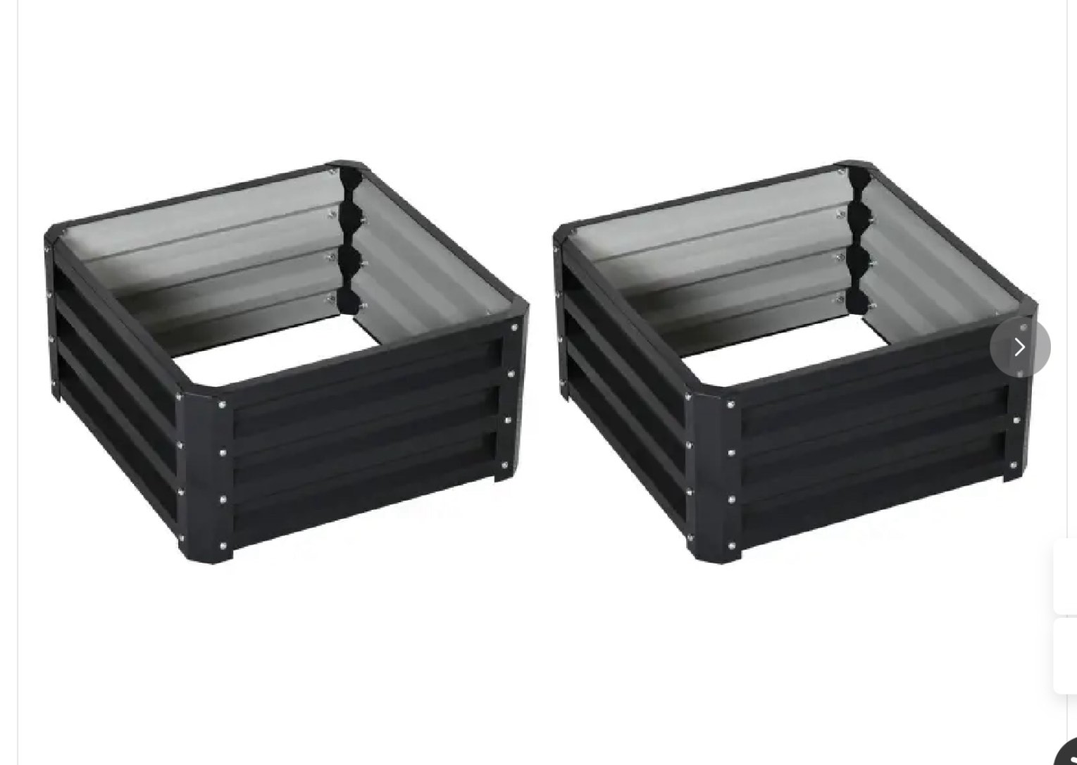 Outsunny 2 Piece Galvanized Raised Garden Bed, 2' x 2' x 1' Metal Planter Box, for Growing Vegetables, Flowers, Herbs, Succulents, Dark Gray