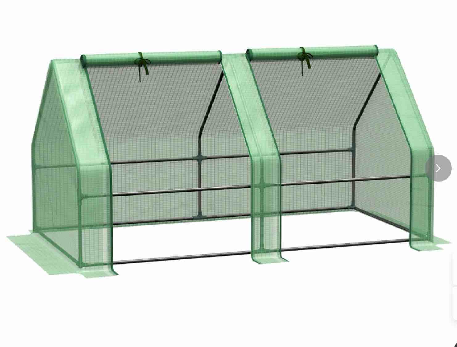 Outsunny 6' x 3' x 3' Portable Mini Greenhouse Outdoor Garden with Large Zipper Doors and Water/UV PE Cover, Green