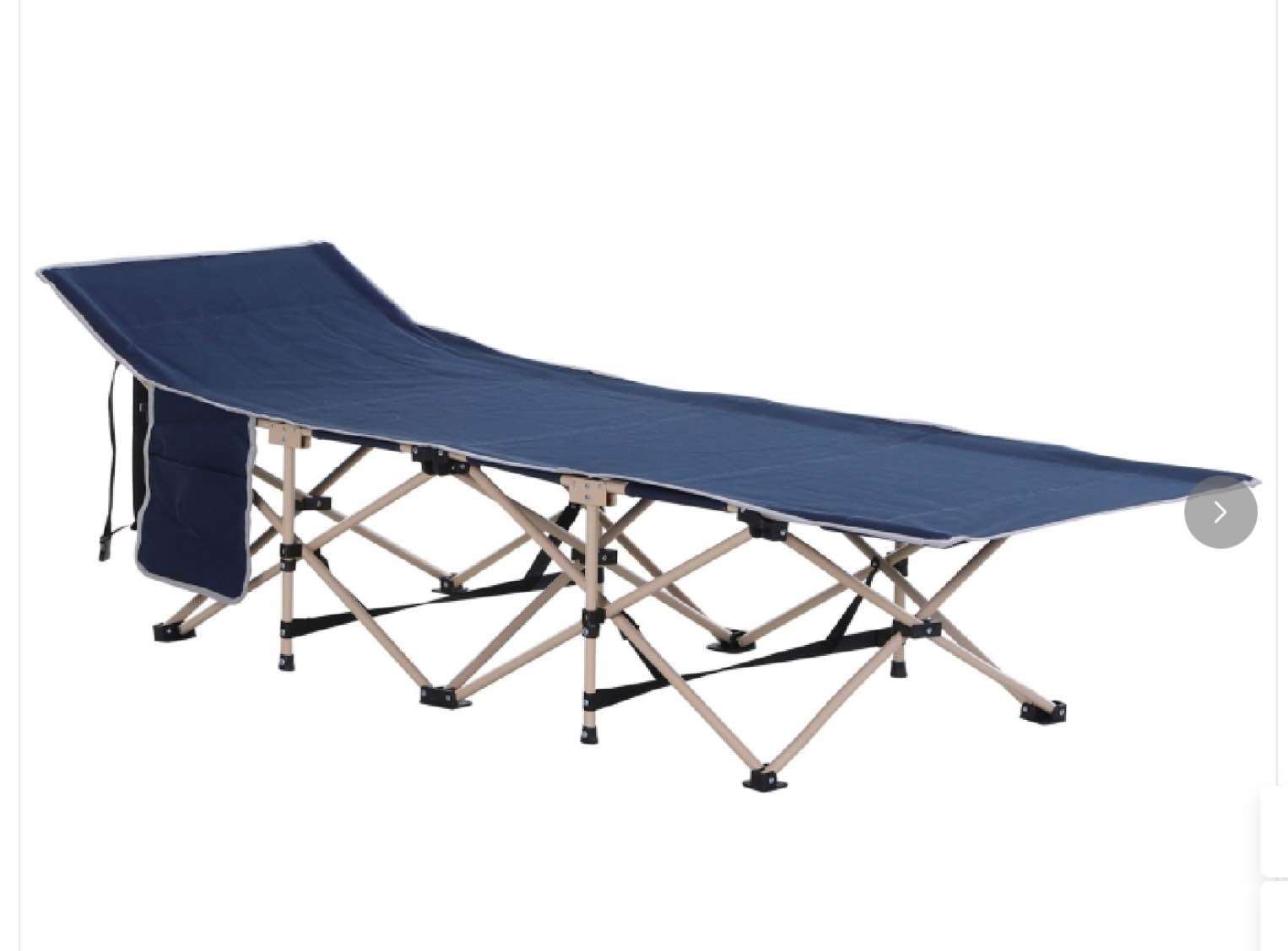 Outsunny Folding Camping Cots for Adults with Carry Bag, Side Pocket, Outdoor Portable Sleeping Bed, 330 lbs. Capacity, Blue
