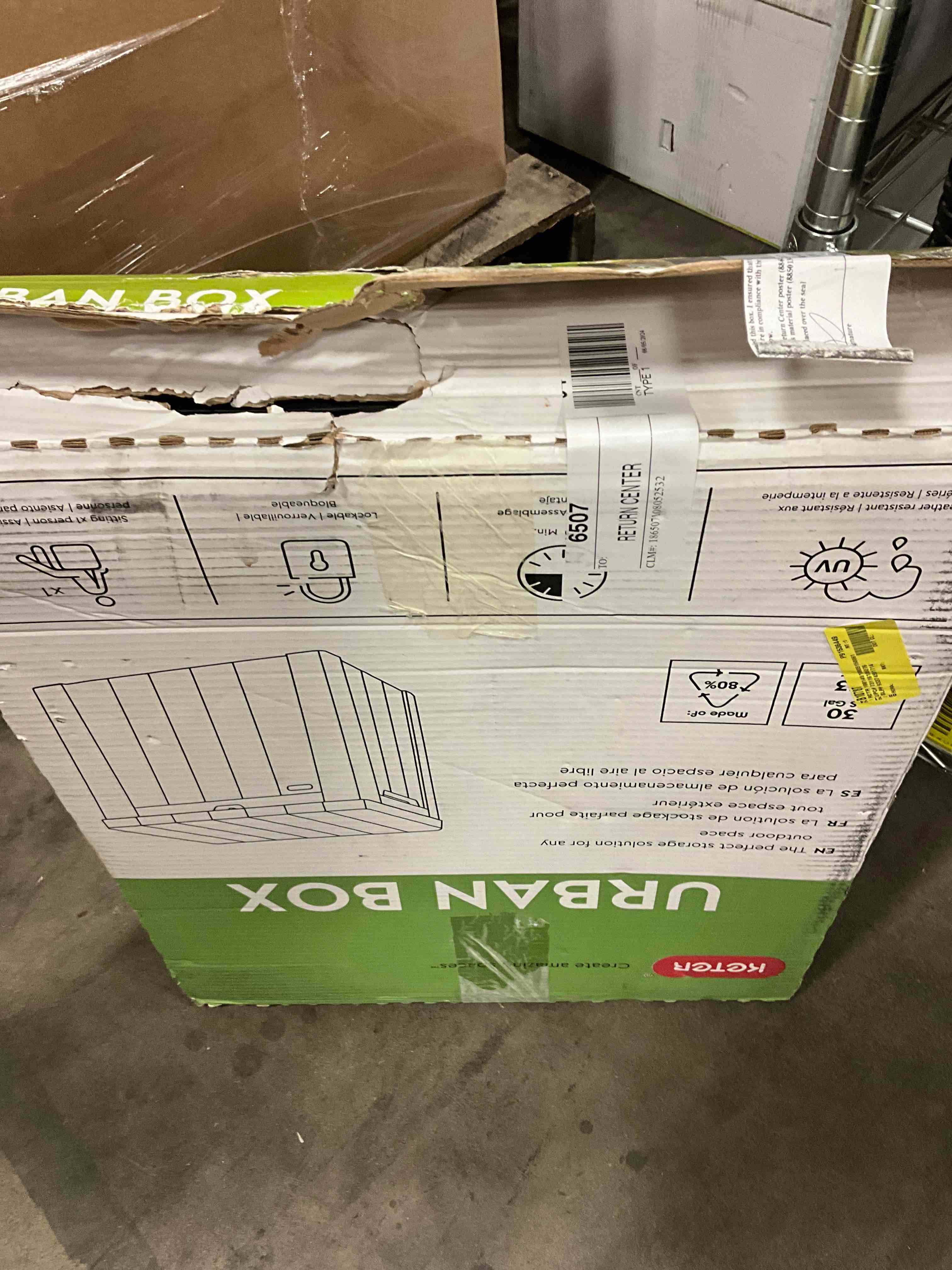 Keter City 30 Gallon Resin Deck Box for Patio Furniture, Pool