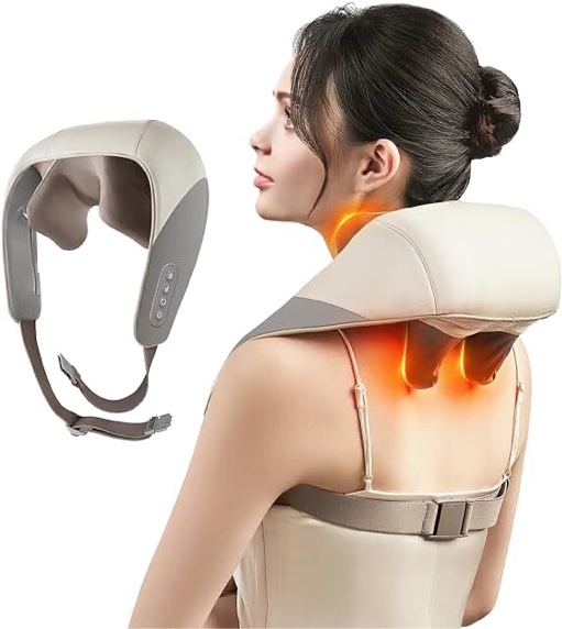 Neck Massager With Heat, Cordless Neck Massager for Pain Relief Deep Tissue, Shiatsu Back Shoulder and Neck Massager Pillow, Kneading Massager for Cervical Neck, Back, Shoulder, Leg, Ideal Gifts