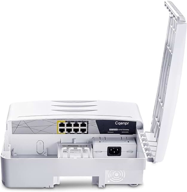 Cqenpr Indoor/Outdoor Waterproof Movable AI PoE Switch, IEEE 802.3af/at/bt, AI Watchdog, PoE++ BT Port 60W Output, Unmanaged.… (Outdoor 8 Port poe)