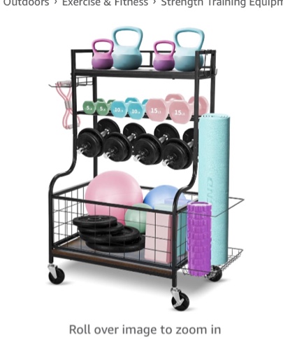 Weight Rack for Dumbbells,Dumbbell Rack Weight Stand, Home Gym Storage for Dumbbells Kettlebells Yoga Mat,Weight Storage Holder Rack with 3 inch Wheels and Hooks
