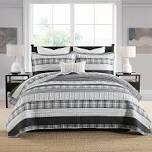 Homzard King Size Quilt,Black and White Striped Quilt King Size Bedding Set,Grey King Quilt Bedding Set,Farmhouse Lightweight Quilt Set for King Size Bed,100% Cotton Quilt Bedding All Season