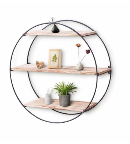 round wall floating 3 shelves 