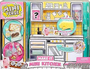 MGA's Miniverse Make It Mini Kitchen, Kitchen Playset, w/ UV Light, Collectibles, DIY, Resin Play, Exclusive, Mystery Recipe, Mini Oven Mitts, NOT EDIBLE, 8+