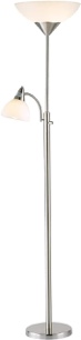 Adesso 7202-22 Piedmont 300W Combo Torchiere, 71 in., 2 x 150 W Incandescent/equiv. LED & 60W Incandescent Reading Light, Brushed Steel, 1 Floor Lamp