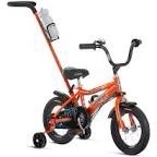 Schwinn Grit and Petunia Steerable Kids Bike, Boys and Girls Beginner Bicycle, 12-Inch Wheels, Training Wheels, Easily Removed Parent Push Handle with Water Bottle Holder, Perfect for Toddlers Orange 12-Inch Wheels Grit Bicycle
