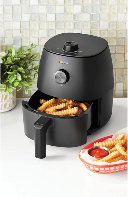 2.2 Quart Compact Air Fryer for Healthy Cooking, Non-Stick, Dishwasher Safe Basket, 1150W, Black