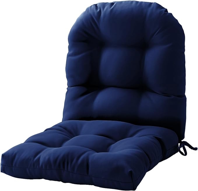 Chair Pads, Seat/Back Patio Cushions - Waterproof Solid Tufted Pillow, Indoor/Outdoor Pads with Ties, Fade-Resistant & Seasonal All Weather Replacement (Royal Blue, 1)