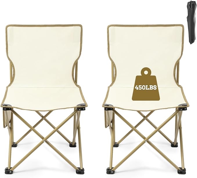 Camping Chairs Suitable for Teenagers?Ultralight Folding Camping Chair?Rich Pockets?Outdoor Camping, Beach, Fishing, Picnic, Lawn, Concert, Hiking Foldable Camping Chair (2, Beige)