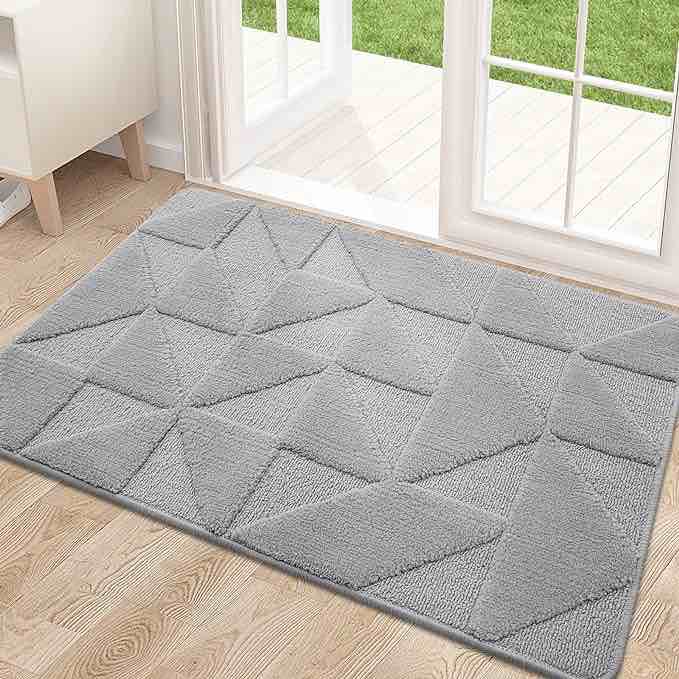 OLANLY Door Mats Indoor, Non-Slip, Absorbent, Dirt Resist, Entrance Washable Mat, Low-Profile Inside Entry Doormat for Entryway (32x48 inches, Grey)