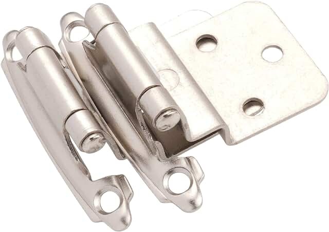 DecoBasics 3/8" Inset Cabinet Hinges Brushed Nickel (25 Pair -50 Pcs) Offset Self Closing Cabinet Hinges for Kitchen Cabinets Satin Nickel w/Silicon Bumpers & Upgraded Screws 50 Pack Brushed Nickel