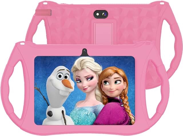 RliyOliy Kids Tablet, 7 inch Android 12 Tablet for Kids, 3GB RAM 32GB ROM Toddler Tablet with Bluetooth, WiFi, GMS, Parental Control, Dual Camera, Educational, Games(Light Pink)