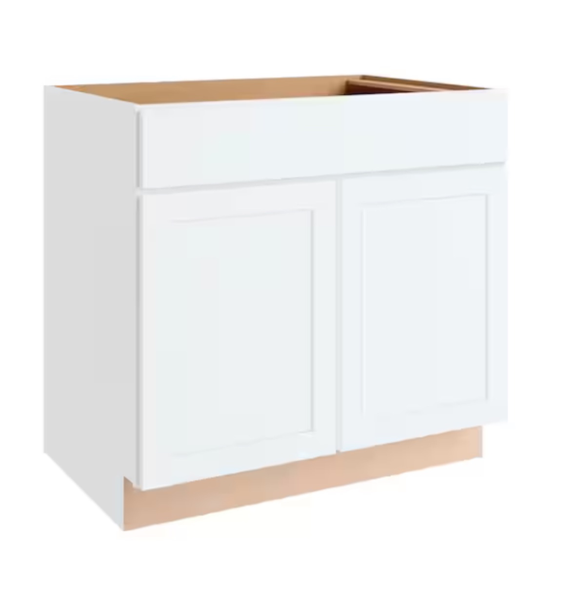 Courtland 36 in. W x 24 in. D x 34.5 in. H Assembled Shaker Sink Base Kitchen Cabinet in Polar White