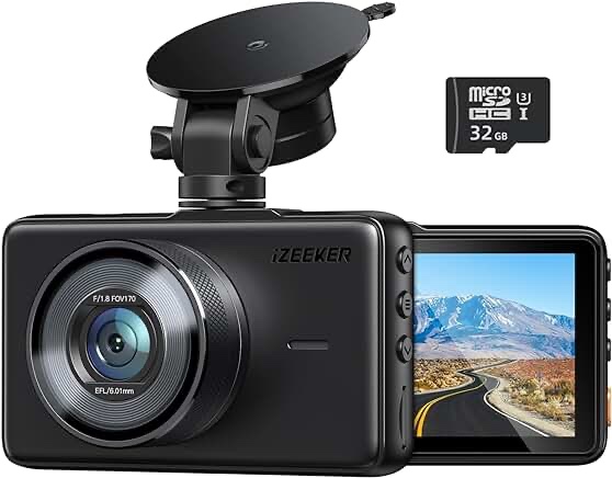 iZEEKER Dash Cam for Cars, 1080P Full HD Dash Camera, Dashcam with Night Vision, Car Camera with 3-inch LCD Display, Parking Mode, G-Sensor, Loop Recording, WDR