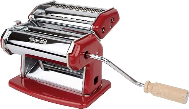 Nuvantee Pasta Maker Machine,Manual Hand Press,Adjustable Thickness Settings,Noodles Maker with Washable Aluminum Alloy Rollers and Cutter, Perfect for Spaghetti,Fettuccini, Lasagna