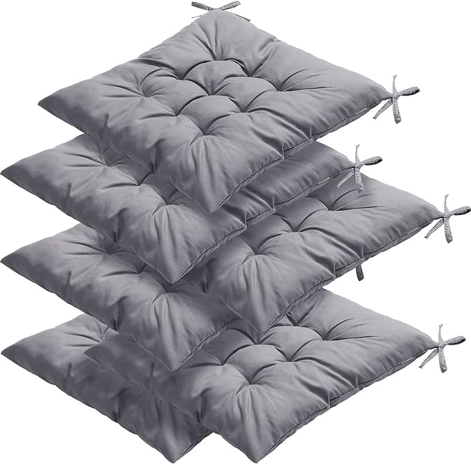 Sanwuta 6 Pcs Seat Cushions Set Chair Cushion Dining Chair Cushion Comfort Chair Pads Chair Mat for Dining Office Room Kitchen Chair Cushions with Ties Desk Chair Pad for Indoor Outdoor (Black)