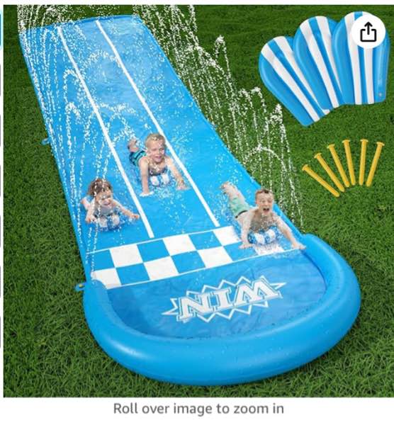 Jasonwell Slip and Slide Lawn Toy - Water Slide Slip Toy Slide for Kids Adults 20ft Extra Long with Sprinkler N 3 Bodyboards Backyard Games Waterslide Summer Outdoor Splash Water Toys Outside Play