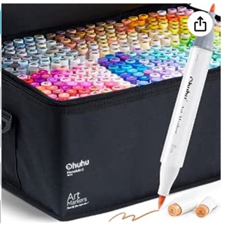Ohuhu Alcohol Markers 320 Colors - Chisel & Fine Double Tipped Art Markers for Artists Adults Coloring Drawing Sketching Illustration - Alcohol-based Refillable Ink