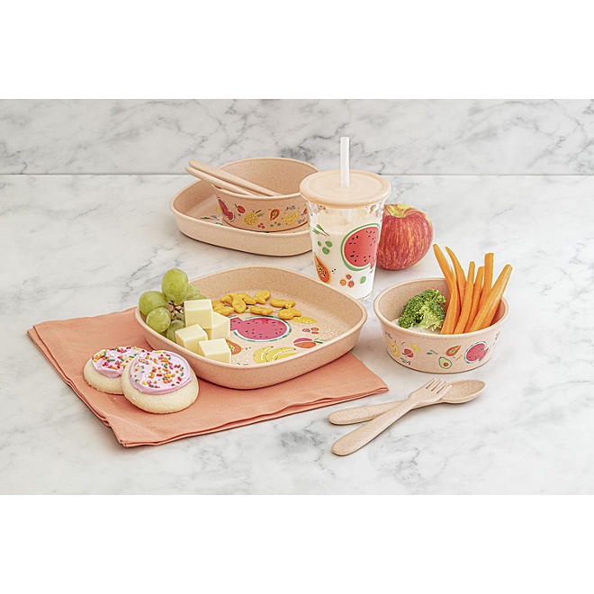 Member's Mark 20-Piece Break-resistant Wheat Straw Kids Dinnerware Set, Choose Color