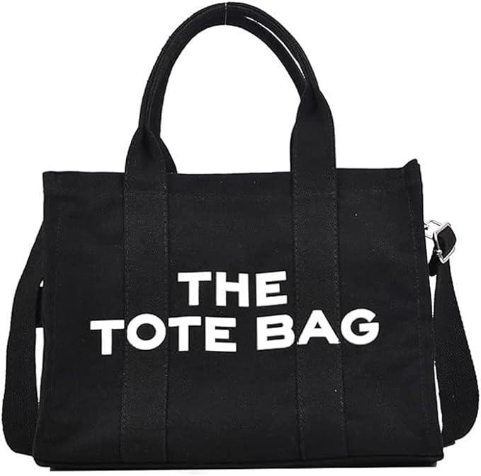 Tote Bags for Women Handbag Tote Purse with Zipper Canvas Crossbody Bag, Premium Quality, Designed in the USA Black - Large Large