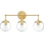 DAFKOS Vintage Gold Vanity Light with Glass Globe LampShade 2 Lights Mid Century G9 Bulb Wall Sconce Indoor Vanity Lighting Fixture for Bathroom Bedroom Farmhouse Hallway Living Room