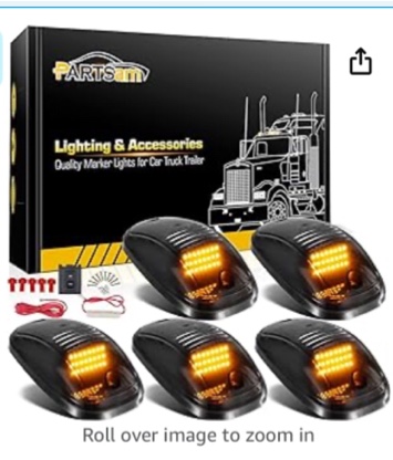 Partsam 5X Amber 24 LED Smoke Cab Roof Running Top Marker Lights 264146BK Assembly Wire Harness Replacement for 1500 2500 3500 4500 5500 2003-2018 Pickup Trucks