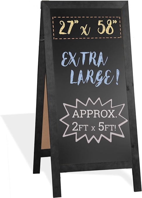 Ilyapa A-Frame Chalkboard Sidewalk Sign - Rounded Top Folding Standing Sandwich Sign for Restaurant, Office, Weddings - Rustic Barnwood, 18 x 31.5" 32x18 Inches Rustic Barnwood