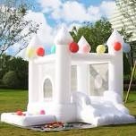 White Bounce House, Bounce House with Blower, Inflatable Bouncer, Children's Toy, Sewn with Extra Thick Material for Durability