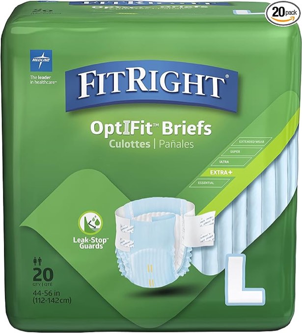 MEDLINE FitRight Plus Briefs (Pack of 20)