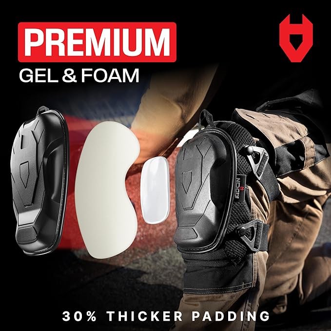 NoCry Professional Knee Pads for Construction Work and Gardening; Enhanced Non-Slip, Anti-Rolling Heavy Duty Cap, Thick Gel Cushion and Strong Adjustable Straps; Gel Knee Pads for Men and Women