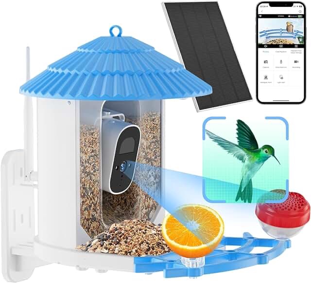 Smart Bird Feeder with Camera - Bird Watching Camera Solar Powered, 4K HD Auto Capture Bird Videos & Notify, Ideal Gift for Bird Lover and Families