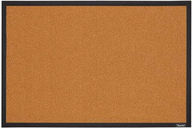 Quartet Cork Bulletin Board, Framed Corkboard, 2' x 3', Black Frame, Message Board, Vision Board (MWDB2436-BK)