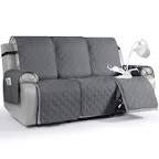 VANSOFY Waterproof Recliner Couch Covers, Sofa Covers 1-Piece Washable Reclining Sofa Cover Non-Slip Furniture Protector with Elastic Straps Pocket for Dogs, Pets(Dark Gray,3 Seater)