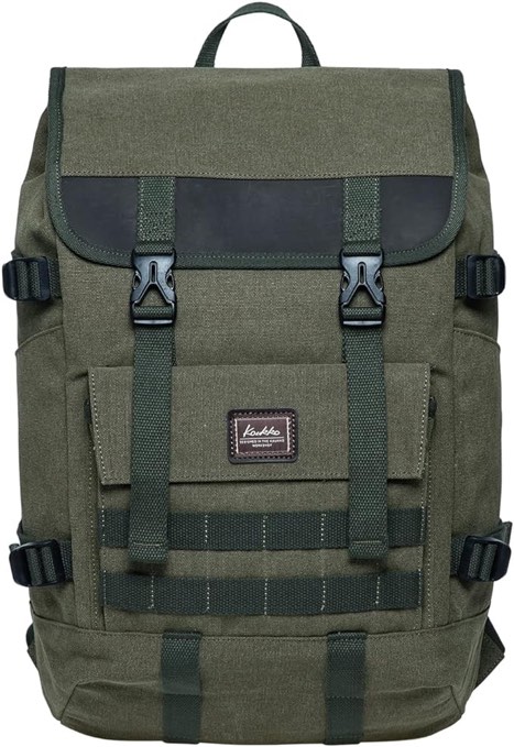 KAUKKO Laptop Backpack for Unisex, Casual Daypack Fits 15.6" Laptop (18-CANVAS KHAKI)