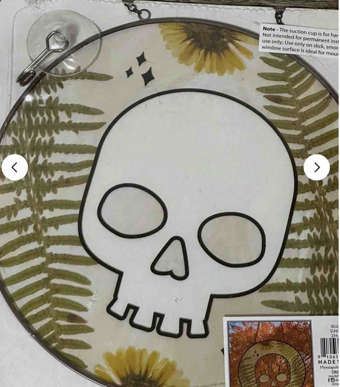 (set of 2) Target Bullseye Sunflower Skull Glass Sun Catcher Beautiful 