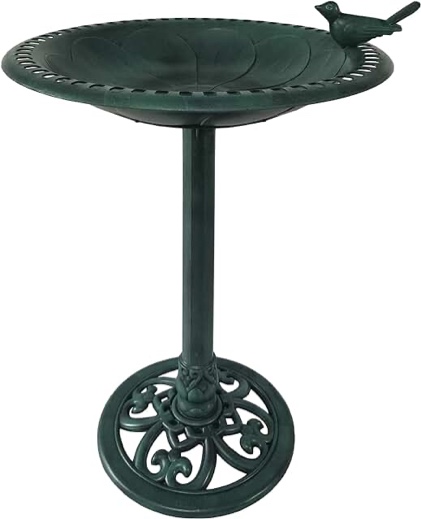 BACKYARD EXPRESSIONS PATIO · HOME · GARDEN 915025-NM Outdoor Garden Bird Bath- Green- Weather Resistant Polyresin-30 Inch-Backyard Expressions