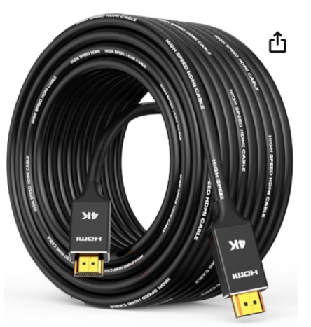 Rommisie 4K HDMI 100 FT Cable (HDMI 2.0,18Gbps) Ultra High Speed Gold Plated Connectors,Ethernet HDMI Cord, 4K@60HZ 2K 1080P 3D ARC Compatible with UHD TV Monitor Laptop Xbox PS4/PS5 ect 100FT