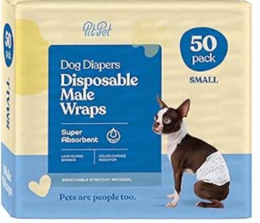 Comfortable Male Dog Diapers - 50-Pack Super Absorbent Disposable Male Dog Wraps- FlashDry Gel Technology, Wetness Indicator Doggie Diapers- Leakproof Belly Wraps for Incontinence, Excitable Urination 50 Pack ( XL)
