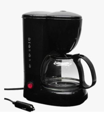 RoadPro RPSC785 12-Volt Coffee Maker with Glass Carafe Reusable Filter 20oz Capacity, Black