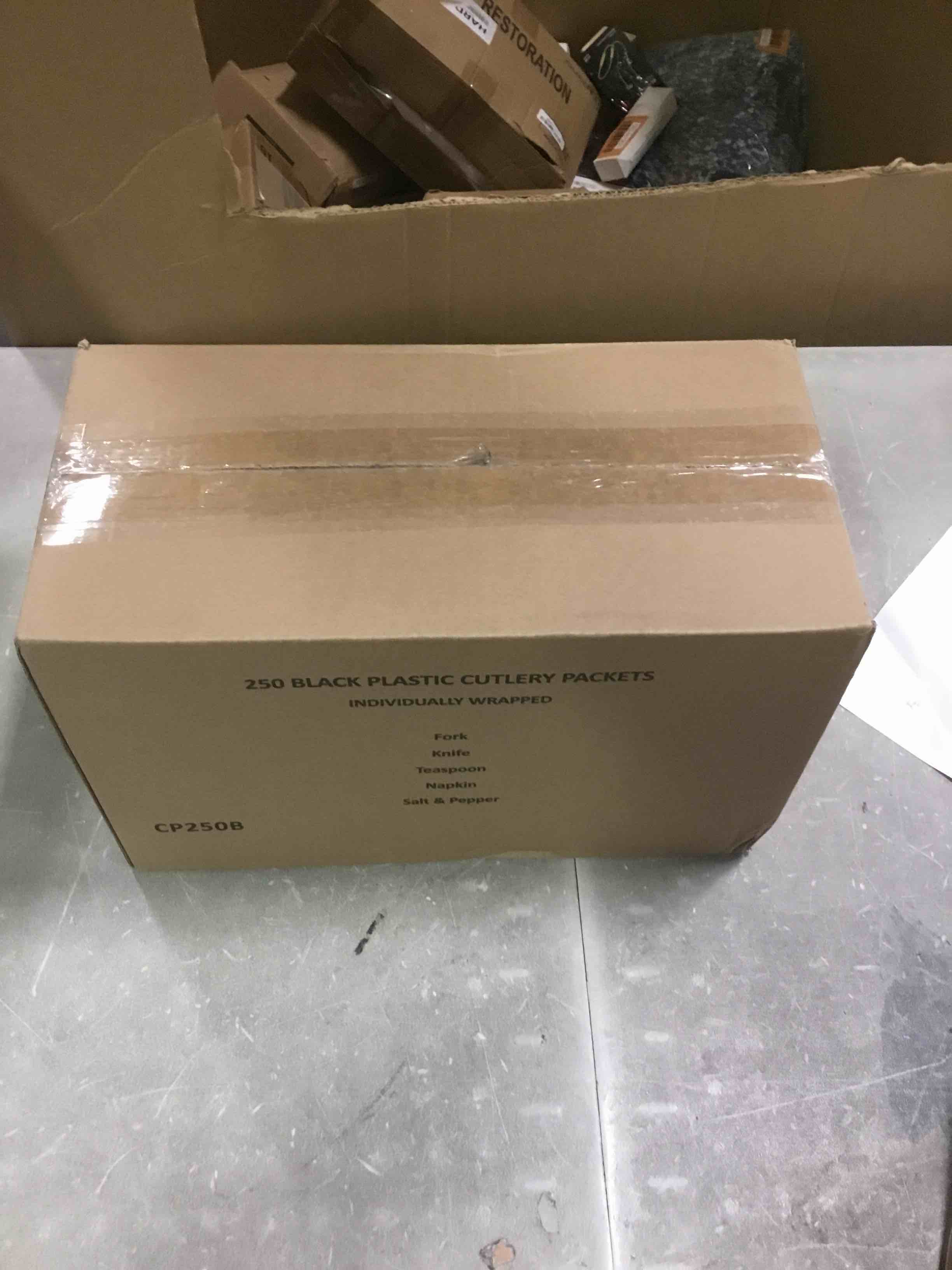 250 Plastic Cutlery Packets Knife Fork Spoon Napkin Salt Pepper Sets