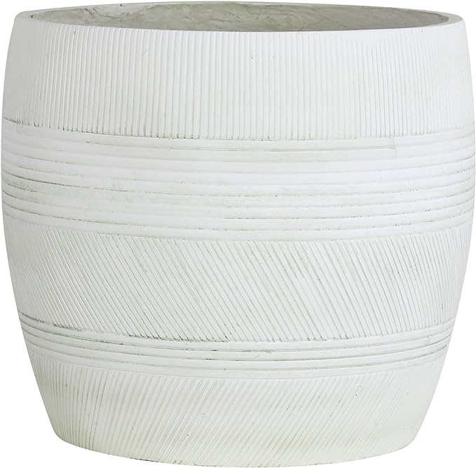 Olly & Rose Extra Large Plant Pot Patterned - Aged Off White Garden Planter - XL Flower Pot Outdoor Planter and Large Plant Pots Indoor - D 44cm