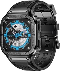 MioHHR Stainless Steel Case and Band Compatible with Fitbit Versa 4/3/2/Lite/Sense/Sense 2 Bands with Metal Case, Rugged Sports Protector Cover Silicone Wristbands for Men