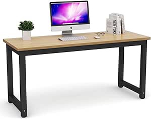 Tribesigns Computer Desk, Large Office Desk Computer Table Study Writing Desk for Home Office, Walnut + Black Leg, 63 X 23.6 inch 63*23.6 inch Walnut + Black Leg
