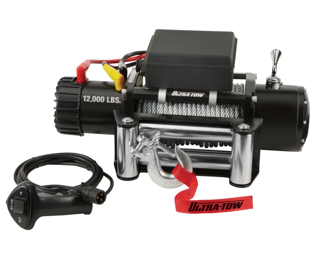 Ultra-Tow 12 Volt DC-Powered Off-Road Vehicle Winch, 12,000-Lb. Capacity, Galvanized Wire Rope, Model# LD-D12000