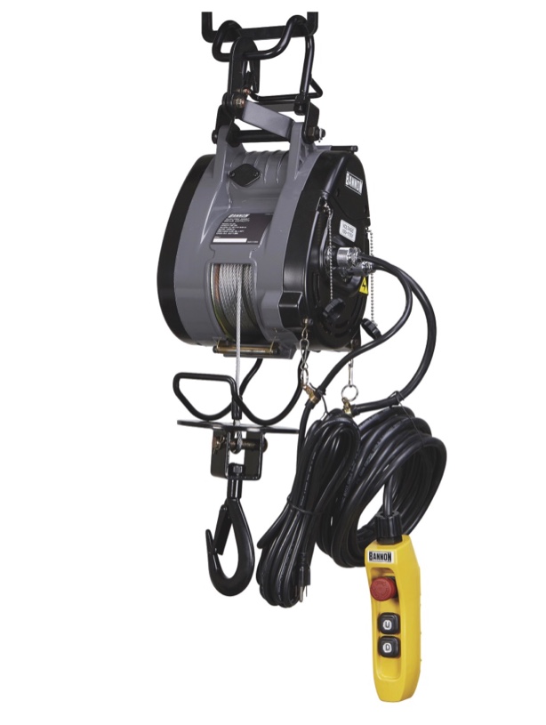 Bannon Compact Electric Cable Hoist, 500-Lb. Capacity, 95ft. Lift, 110 Volts, 1 Phase