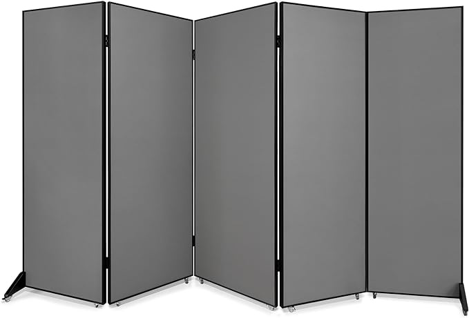 Room Divider,Portable Room Screen Wall,Privacy Room partitions,Freestanding Office Room dividers Panels, Commercial School Dividers with Wheels,9.8'W*6'H, Dark Gray