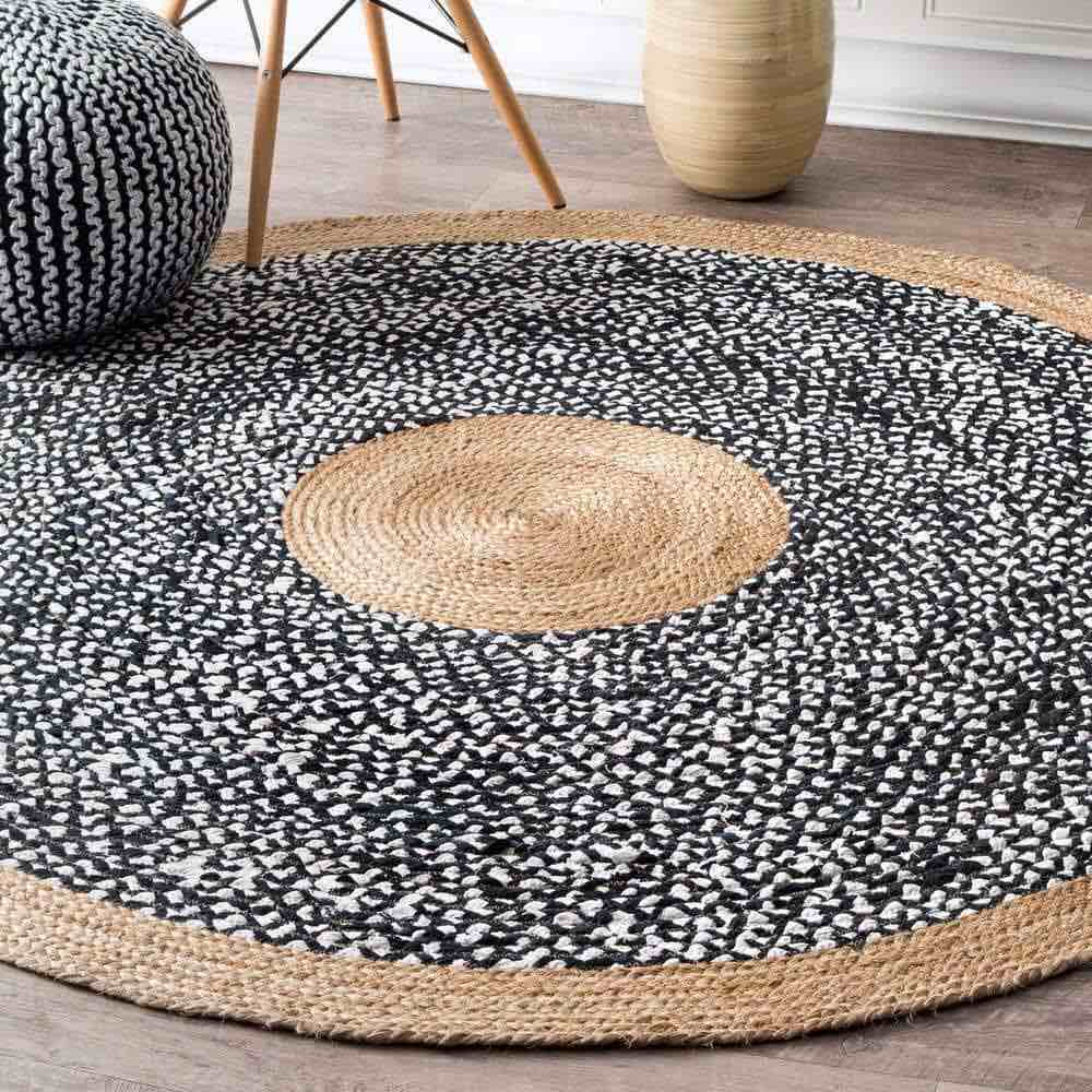 Nuloom Cotton And Jute 6' Round Area Rugs In Black Finish 200TADR06A-R606