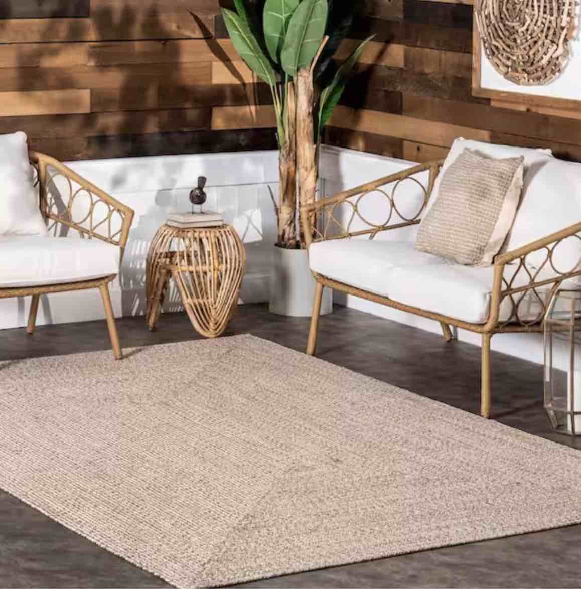 nuLOOM Lefebvre Casual Braided Tan 6 ft. x 9 ft. Patio Indoor/Outdoor Patio Area Rug